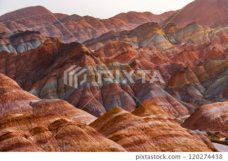 Rainbow hills scenic area of Zhangye National Geopark in Zhangye town, Gansu, China Rainbow hills scenic area of Zhangye National Geopark in Zhangye town, Gansu, China 120274438