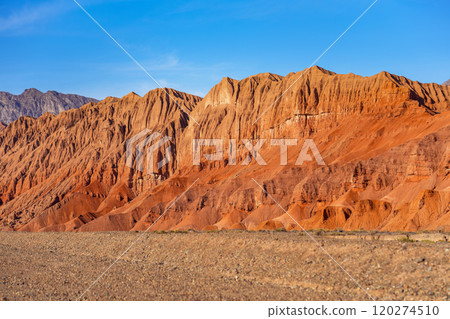 The Flaming Mountains in Turpan, western China. The silk road. The Flaming Mountains in Turpan, western China. The silk road. 120274510