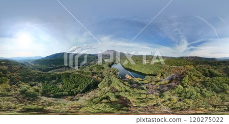Aerial view of Lake Choro in early autumn Aerial view of Lake Choro in early autumn 120275022