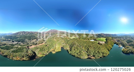 Aerial view of Lake Choro in early autumn Aerial view of Lake Choro in early autumn 120275026