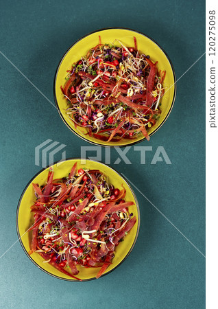 Healthy green salad with sprouts. 120275098