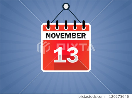 November 13, Calendar hanging sign 120275646