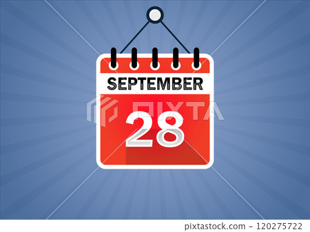 September 28, Calendar hanging sign 120275722