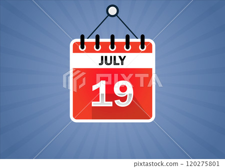 July 19, Calendar hanging sign 120275801