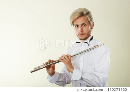 Flute music playing flutist musician performer Flute music playing flutist musician performer 120275860