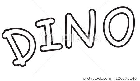 DINO letter outline for kid colouring book, art subject, painting, sticker, tattoo, decoration, social media post, font, typography, text, message, animal, amusement park, shirt print, kids, children 120276146