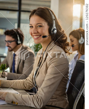 Businesswoman talking on income 120276382