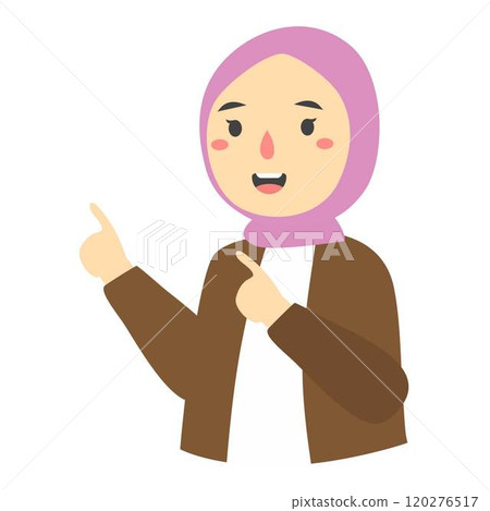 Woman hijab pointing finger Woman hijab pointing finger 120276517