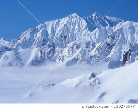從八方尾根看到的冬天的鹿島矢梨岳 120276577