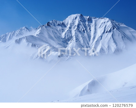 Mount Goryu and Mount Kashima-yari seen from Happo-one in winter Mount Goryu and Mount Kashima-yari seen from Happo-one in winter 120276579