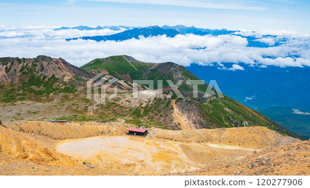 Climbing Mt. Ontake in autumn: View from Kengamine towards Ninoike 120277906