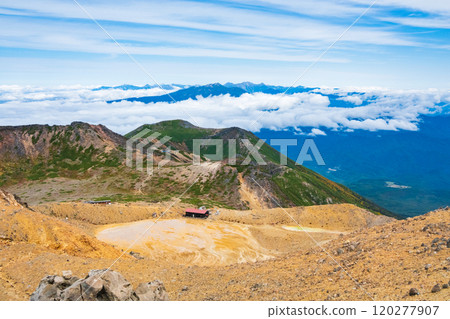 Climbing Mt. Ontake in autumn: View from Kengamine towards Ninoike 120277907