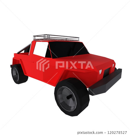 Red geometric car model with a roof rack in a minimalist style Red geometric car model with a roof rack in a minimalist style 120278527