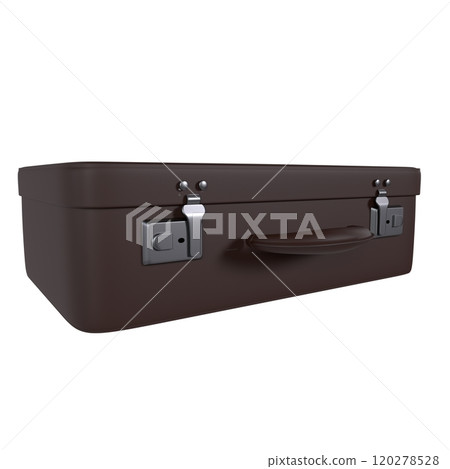 Brown vintage suitcase resting on a surface ready for travel Brown vintage suitcase resting on a surface ready for travel 120278528
