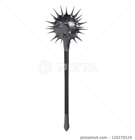 A medieval spiked mace displayed on a simple background A medieval spiked mace displayed on a simple background 120278529