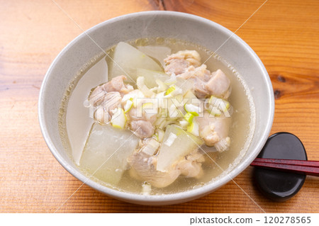 Winter melon salted chicken soup 120278565