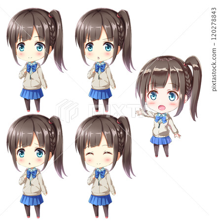 驚訝和沮喪的女孩面部表情的插圖集 120278843