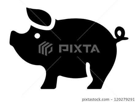 Simple pig silhouette icon illustration, cut out on transparent background Simple pig silhouette icon illustration, cut out on transparent background 120279291
