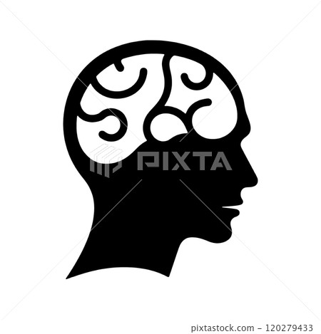 Brain silhouette icon illustration, transparent background cutout 120279433