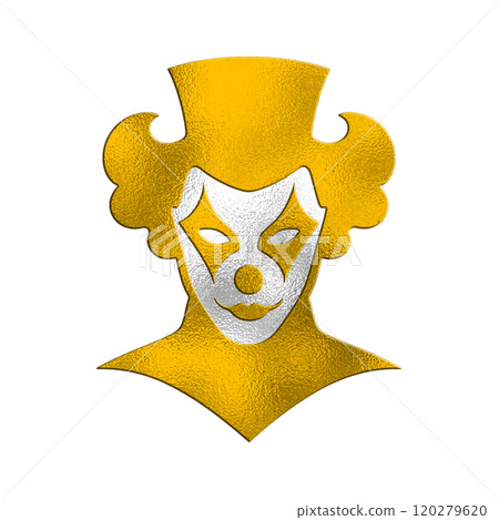 Scary face clown gold and silver icon illustration, transparent background cutout Scary face clown gold and silver icon illustration, transparent background cutout 120279620