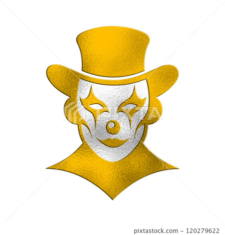 小丑金銀材料的圖標插圖,臉色恐怖,透明背景上有切口 小丑金銀材料的圖標插圖,臉色恐怖,透明背景上有切口 120279622