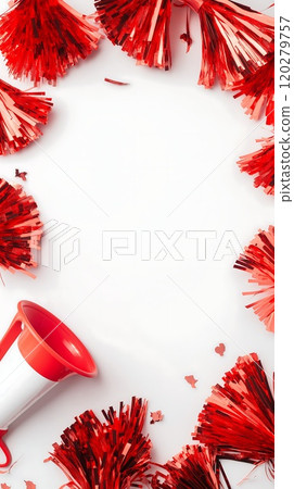cheerleaders' pompoms flatlay 120279757