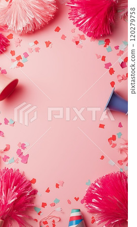 cheerleaders' pompoms flatlay 120279758