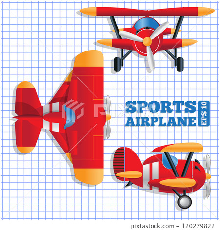 Scheme of a sports aircraft. Biplane. Vector illustration. Scheme of a sports aircraft. Biplane. Vector illustration. 120279822