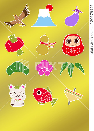New Year's card lucky charm gold New Year's card lucky charm gold 120279995