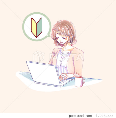A woman operating a personal computer Smile Beginner A woman operating a personal computer Smile Beginner 120280228