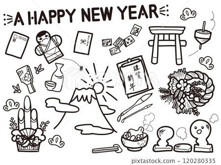 新年線描插圖集 120280335