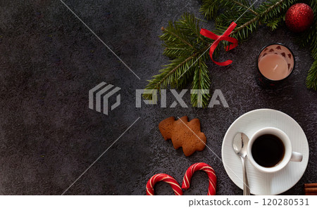Home 2025 theme white coffee cup with number 2024 over frothy surface flat lay on green background with wooden house model, green plant, coffee beans and star anise. New year's resolutions for family. Home 2025 theme white coffee cup with number 2024 over frothy surface flat lay on green background with wooden house model, green plant, coffee beans and star anise. New year's resolutions for family. 120280531