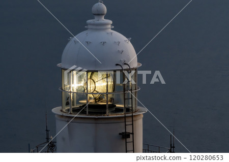The light of the lighthouse illuminating the sea The light of the lighthouse illuminating the sea 120280653