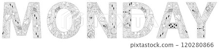 Monday text design for coloring, clean and simple for any purpose 120280866