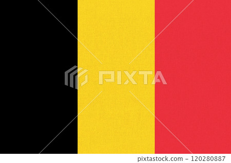 Flag of Belgium. Belgian civil flag on fabric surface. Belgian national flag Flag of Belgium. Belgian civil flag on fabric surface. Belgian national flag 120280887