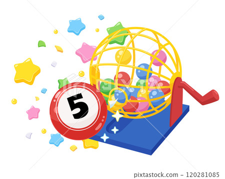 球從可愛的賓果遊戲主體中彈出的插圖 120281085