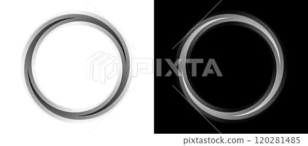 Abstract background with lines in circle. Art design spiral as logo or icon. A black figure on a white background and an equally white figure on the black side. 120281485