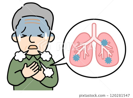 患有肺炎的老人 120281547