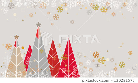 帶有聖誕樹和雪花的灰色背景圖 120281575