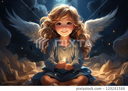 Little smiling and peaceful angel. Little smiling and peaceful angel. 120281588