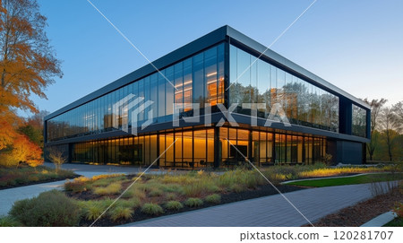 A modern data center office building with glass facade A modern data center office building with glass facade 120281707