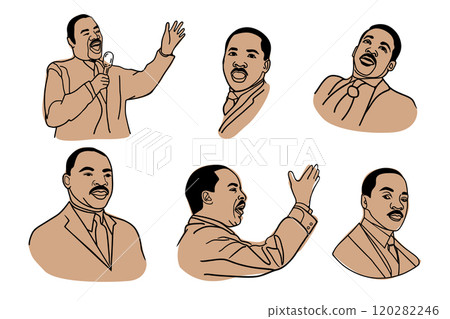 Martin Luther King Day vector set. Lineout illustration. Martin Luther King Day vector set. Lineout illustration. 120282246