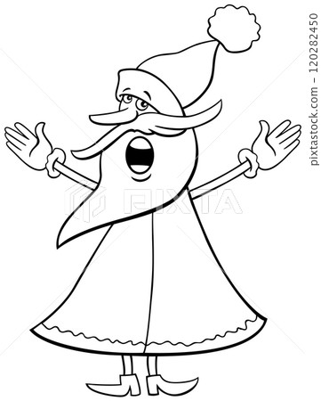 cartoon Santa Claus singing a carol coloring page 120282450