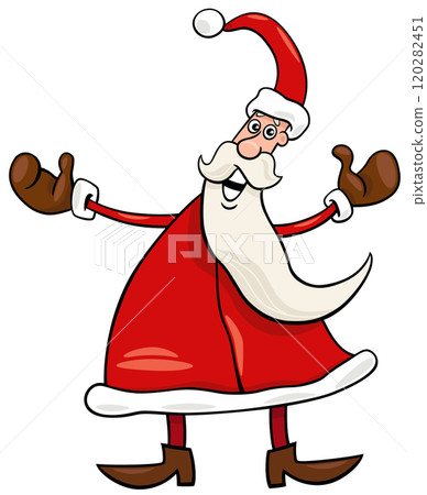 cartoon Santa Claus singing a carol on Christmas 120282451