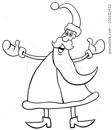 cartoon Santa Claus singing a carol on Christmas coloring page 120282452