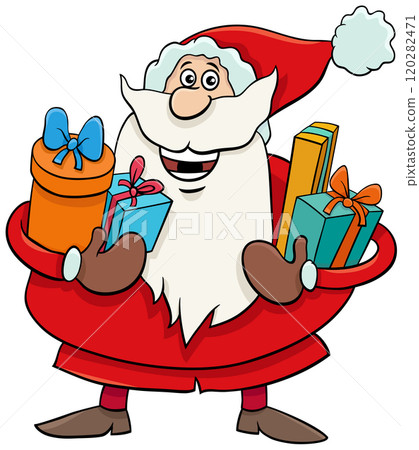 santa with presents cartoon 120282471