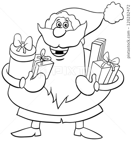 santa with presents cartoon coloring page santa with presents cartoon coloring page 120282472