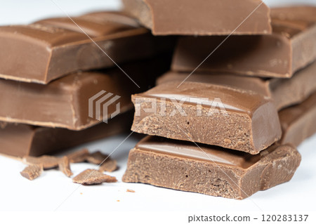 Natural Organic Vegan Lactose-Free Low Carb Gluten-Free Chocolate White Background. 120283137