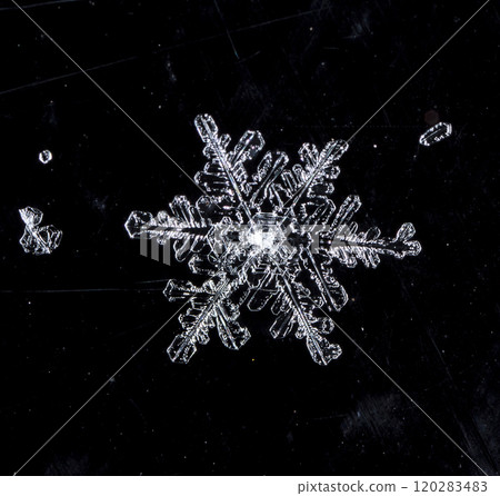 photo real snowflakes during a snowfall, under natural conditions at low temperature photo real snowflakes during a snowfall, under natural conditions at low temperature 120283483