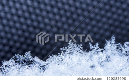 natural snowflakes on snow, winter 120283698